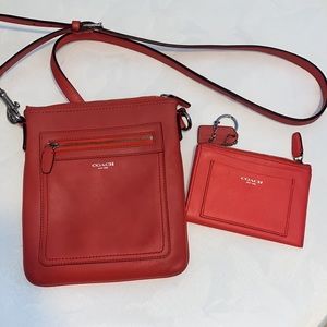 Coach Coral/pink Crossbody Purse & Coin purse